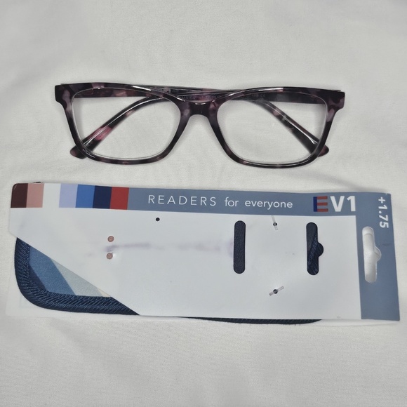 New EV1 Ellen DeGeneres Maise Purple Tortoise +1.75 Readers Reading Glasses Case - Picture 2 of 16